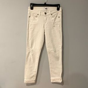 Paige White Distressed Skyline Ankle Peg Jeans